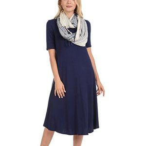iconic luxe Women's Mock Neck Trapeze Midi Dress